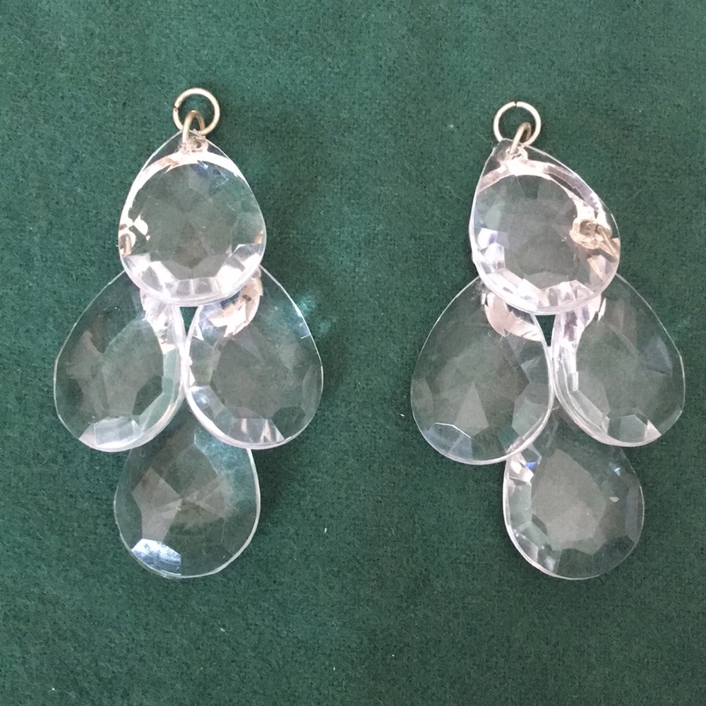 Earring Charms Faceted Clear Drops